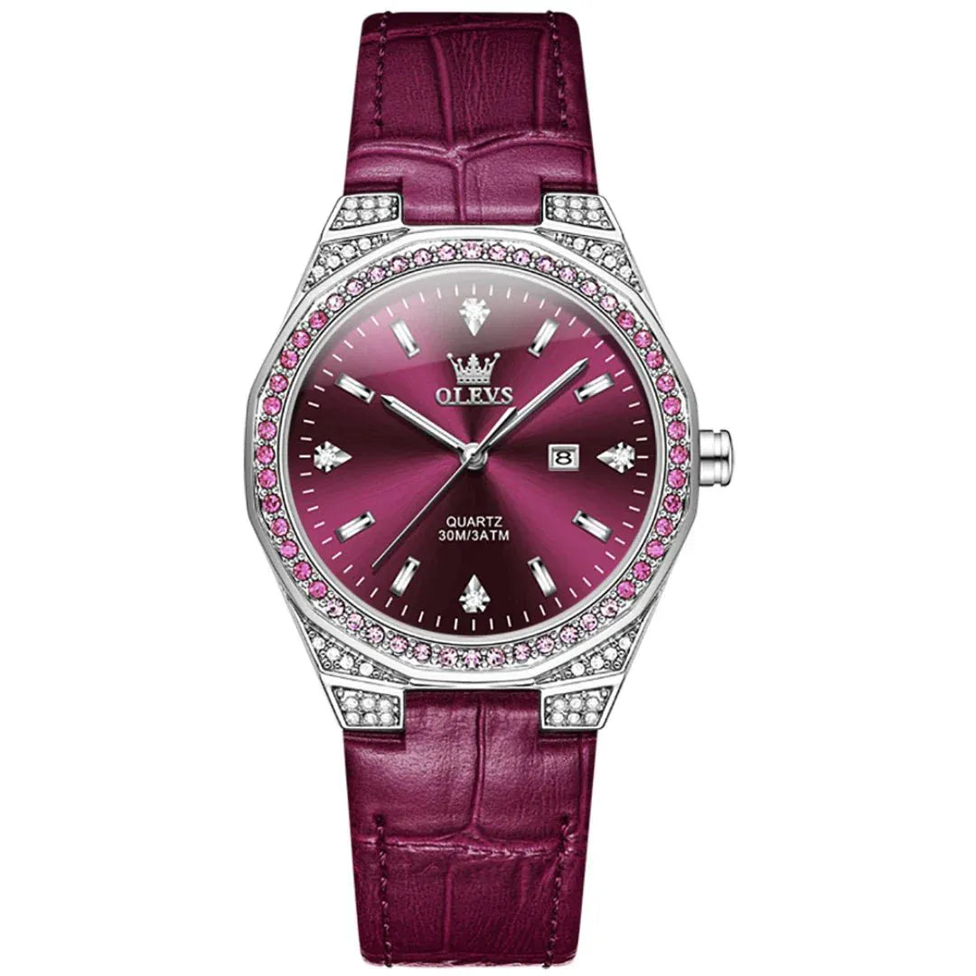 OLEVS 5606 Round-dial Leather  Wristwatch Calendar - Maison Novaire #