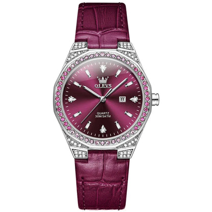 OLEVS 5606 Round-dial Leather  Wristwatch Calendar - Maison Novaire #