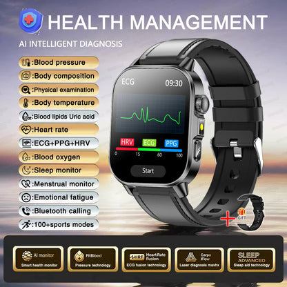 2026 Women’s Health Smartwatch – ECG & HRV, BP, SpO₂, Uric Acid & Bluetooth Call