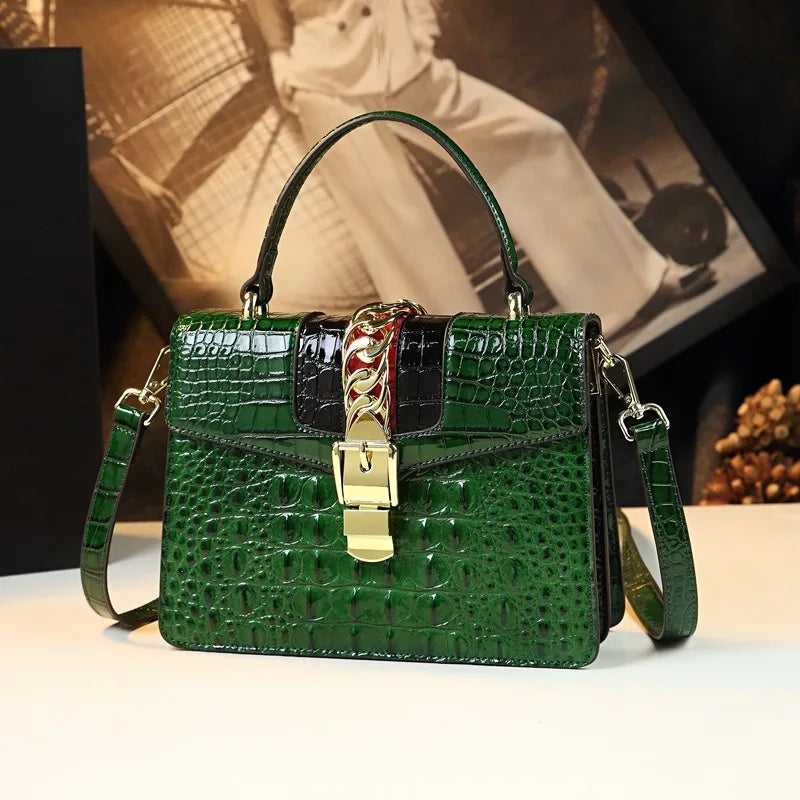 Neue Damenhandtasche aus Leder mit Krokoprägung, Umhängetasche, kleine Schultertasche für 2026