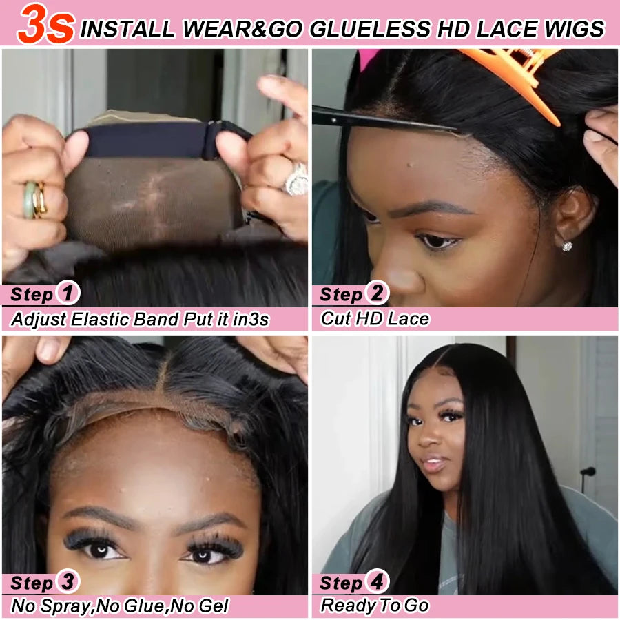 Glueless 250% Body Wave Pre Plucked Human Hair.