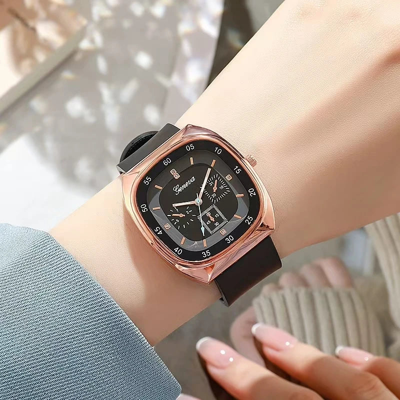 Luxury Women Quartz Watch with Silica Gel Strap.