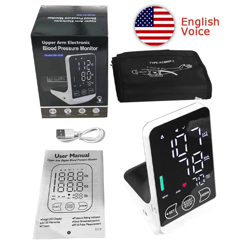 Arm Blood Pressure Monitor - English/Spanish Voice