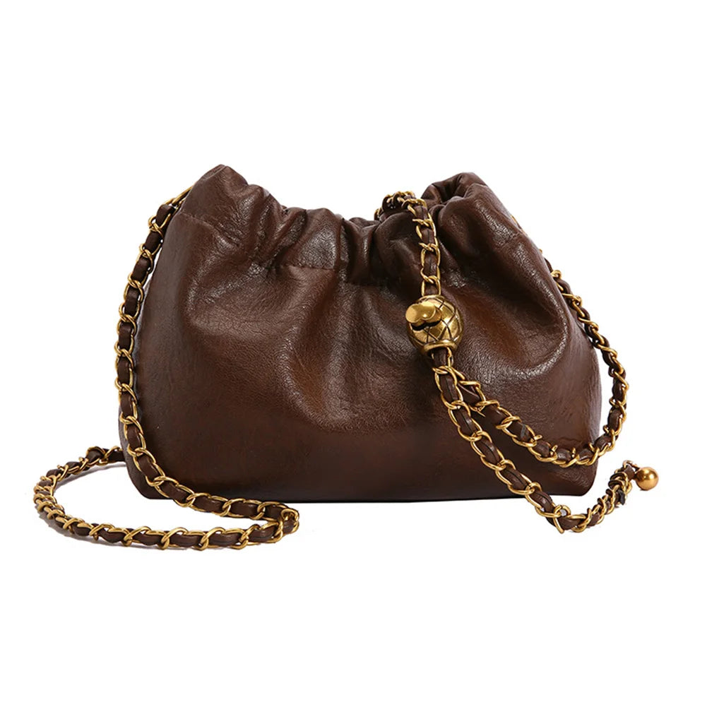 Women’s PU Leather Pleated Hobo Crossbody Tote Bag - Maison Novaire