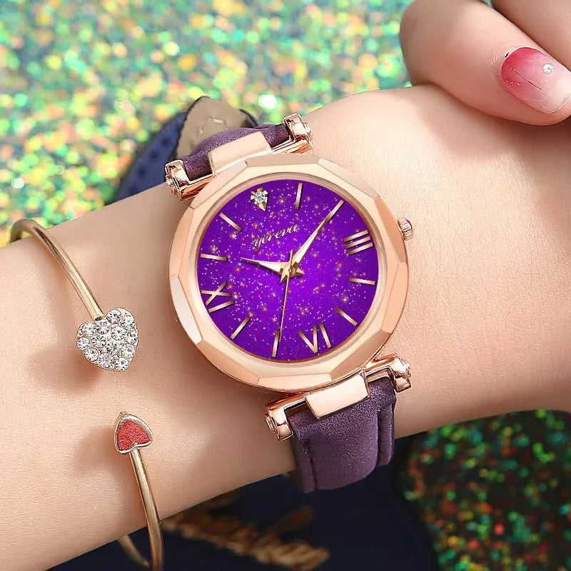 Luxury Women Quartz Watch with Silica Gel Strap.