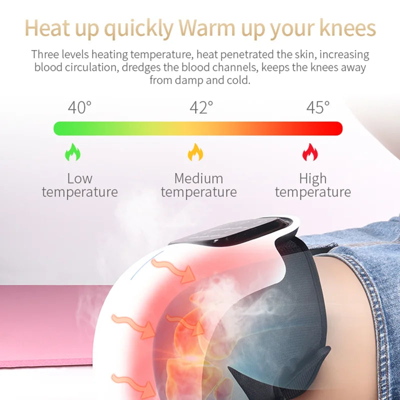 Knee Massager with LED Display. Heat and Kneading for Pain Relief. Rechargeable with Infrared Heated Vibration Tool. Arthritis Massagers