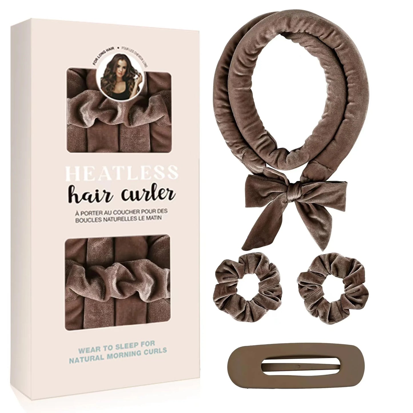 Heatless Curling Rod Headband for Soft Overnight Curls Coffee