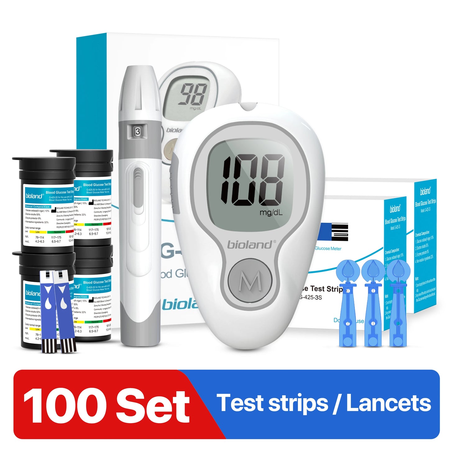 Blood Glucose Meter with Bllod Sugar Test Strips