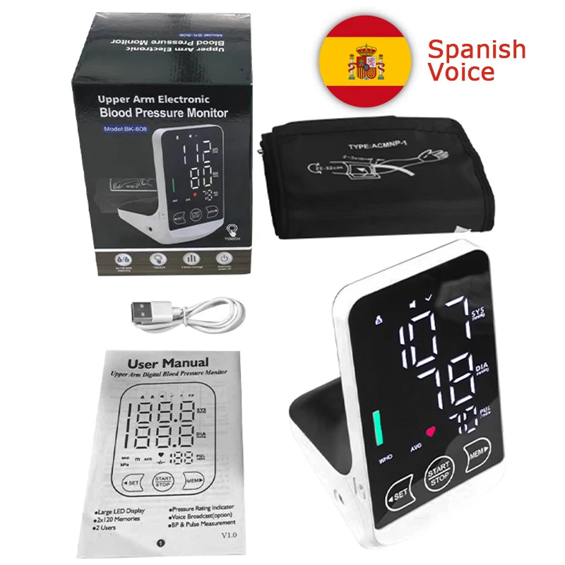 Arm Blood Pressure Monitor - English/Spanish Voice