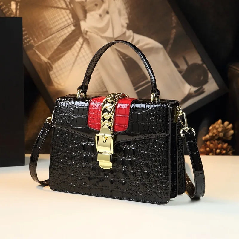 Neue Damenhandtasche aus Leder mit Krokoprägung, Umhängetasche, kleine Schultertasche für 2026