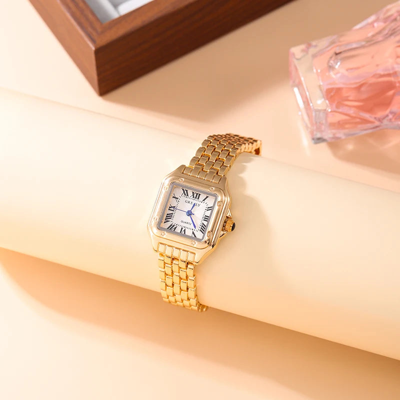 Luxury Women's Quartz Watch Gold and Silver Chains.