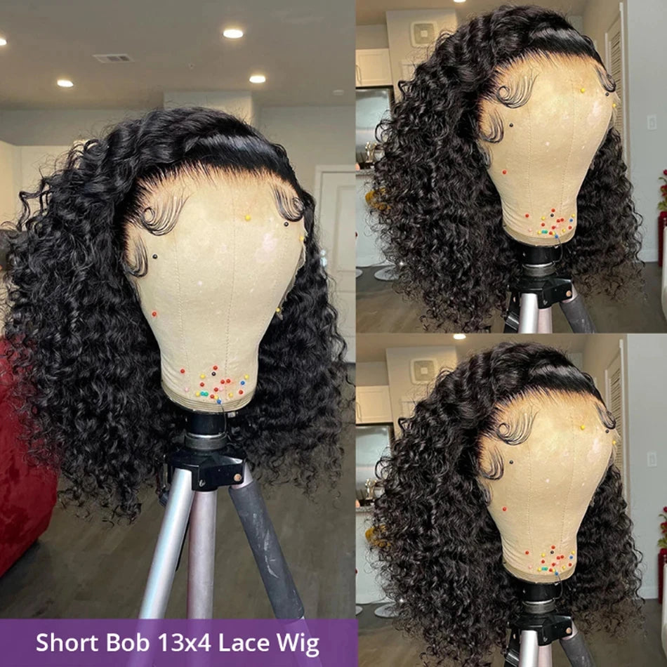 Deep Curly 13x4 Bob Wig Lace Front Human Hair Wig