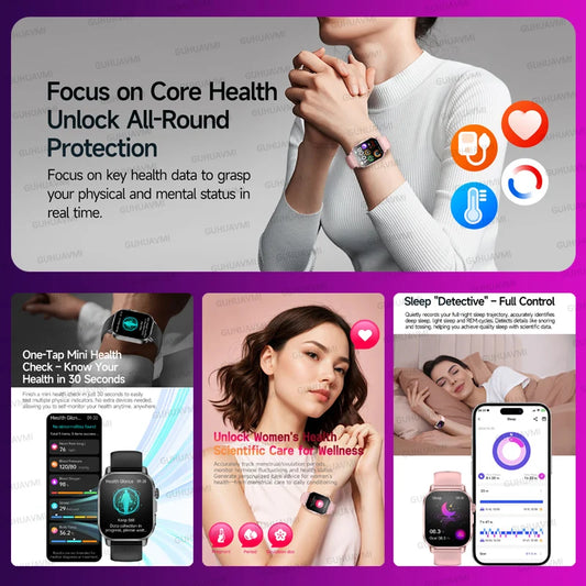 2026 Women’s Health Smartwatch – ECG & HRV, BP, SpO₂, Uric Acid & Bluetooth Call