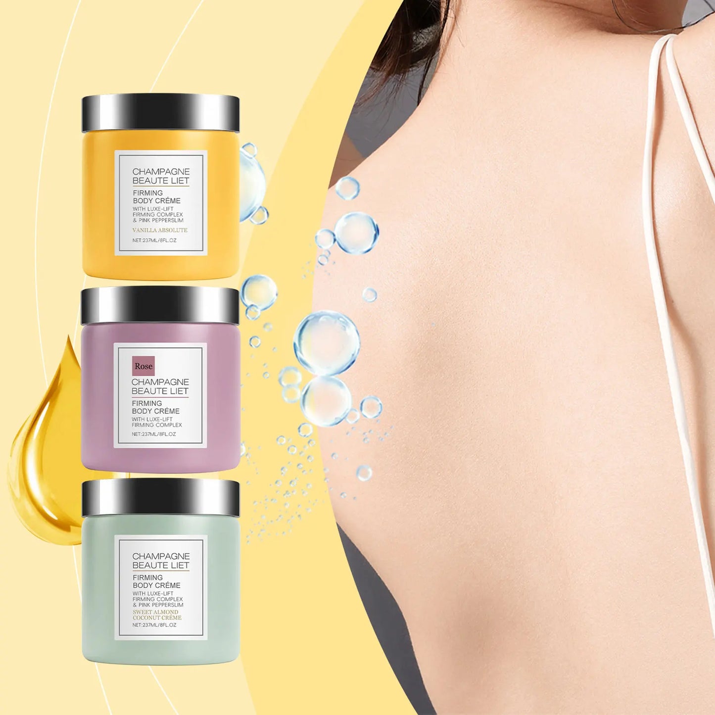 Champagne Firming Body Cream with Pepperslim – Daily Hydrating Tightening Lotion - Maison Novaire