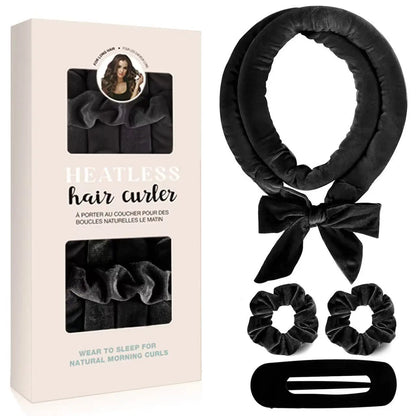 Heatless Curling Rod Headband for Soft Overnight Curls Black