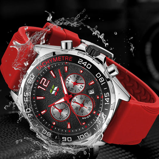 Chronograph Men Luxury Watches with Silicone Band.