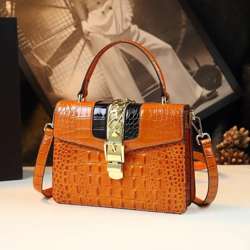 Neue Damenhandtasche aus Leder mit Krokoprägung, Umhängetasche, kleine Schultertasche für 2026