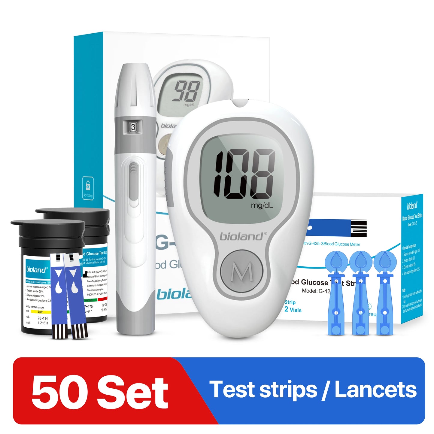 Blood Glucose Meter with Bllod Sugar Test Strips