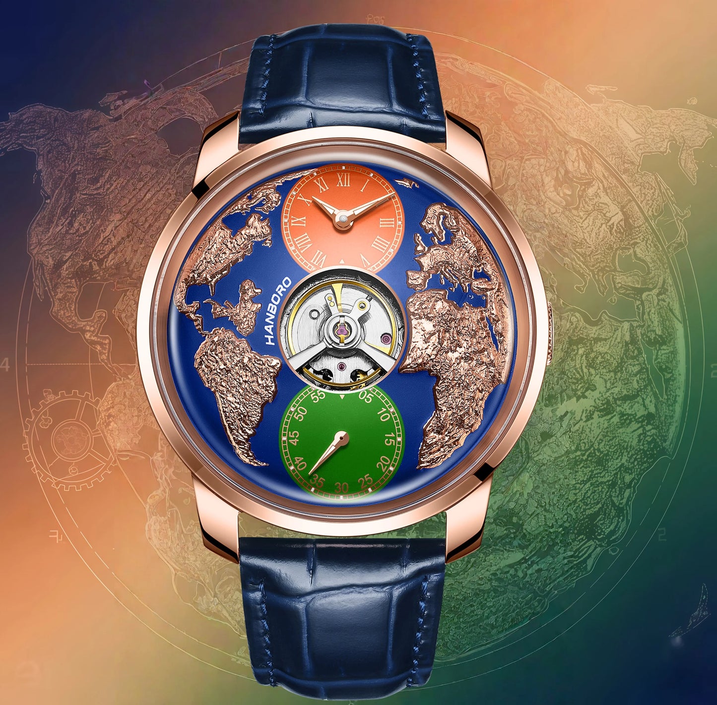 HANBORO World Time Automatic Watch