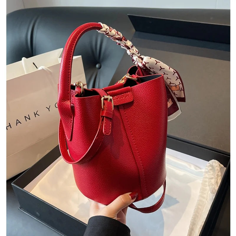 Women’s PU Leather Bucket Crossbody Bag - Maison Novaire