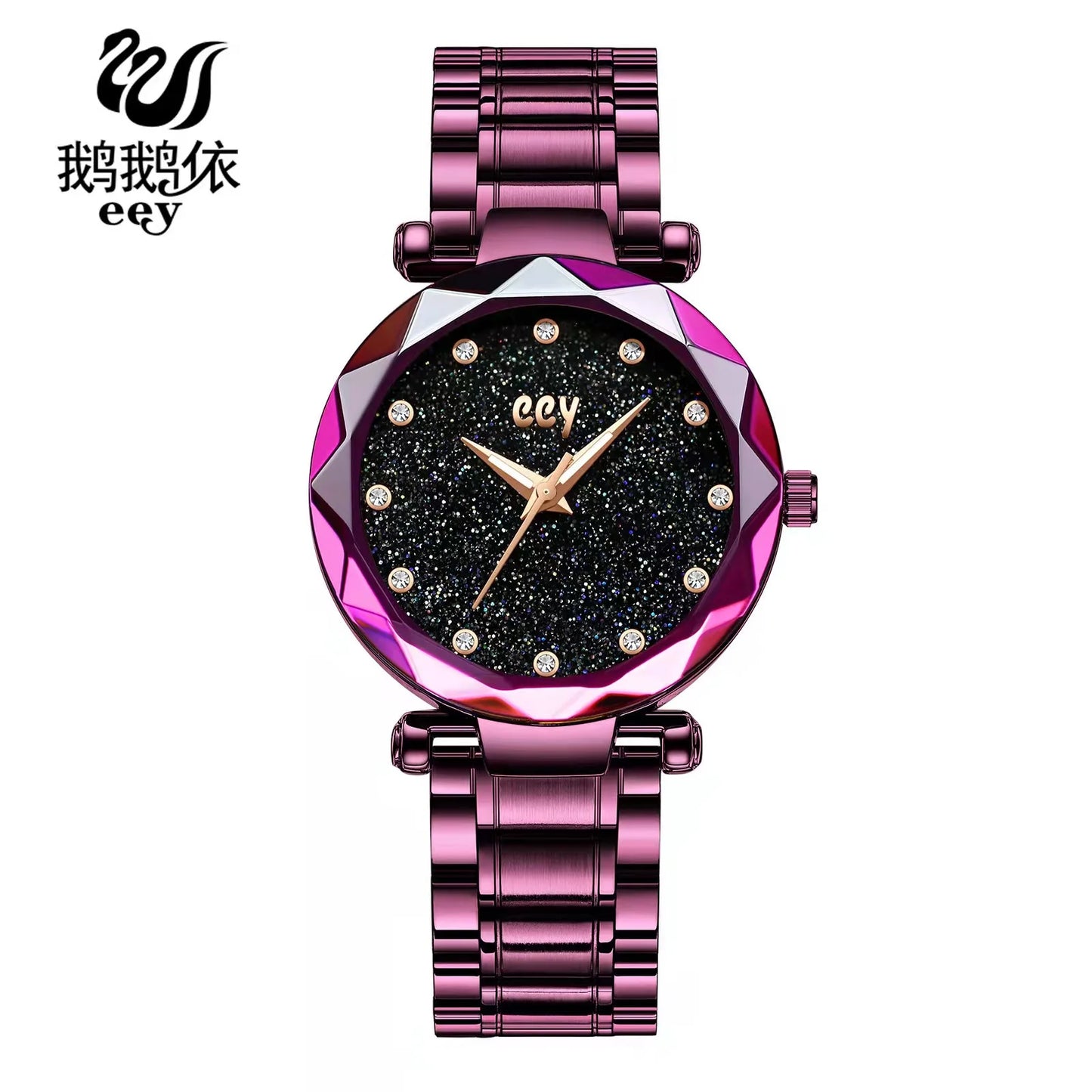 Luxury Women Quartz Watch with Silica Gel Strap.