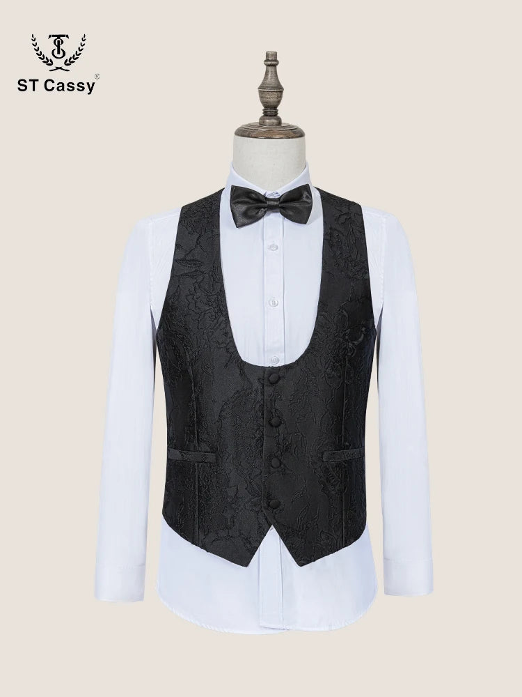 ST Cassy Men's 3-Piece Black Tuxedo | Wedding Dinner Suit Set - Maison Novaire