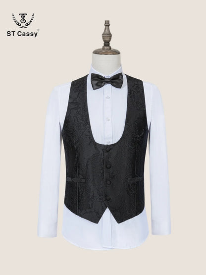 ST Cassy Men's 3-Piece Black Tuxedo | Wedding Dinner Suit Set - Maison Novaire
