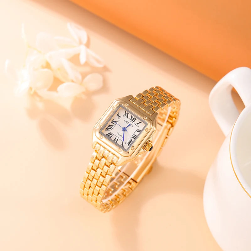 Luxury Women's Quartz Watch Gold and Silver Chains.