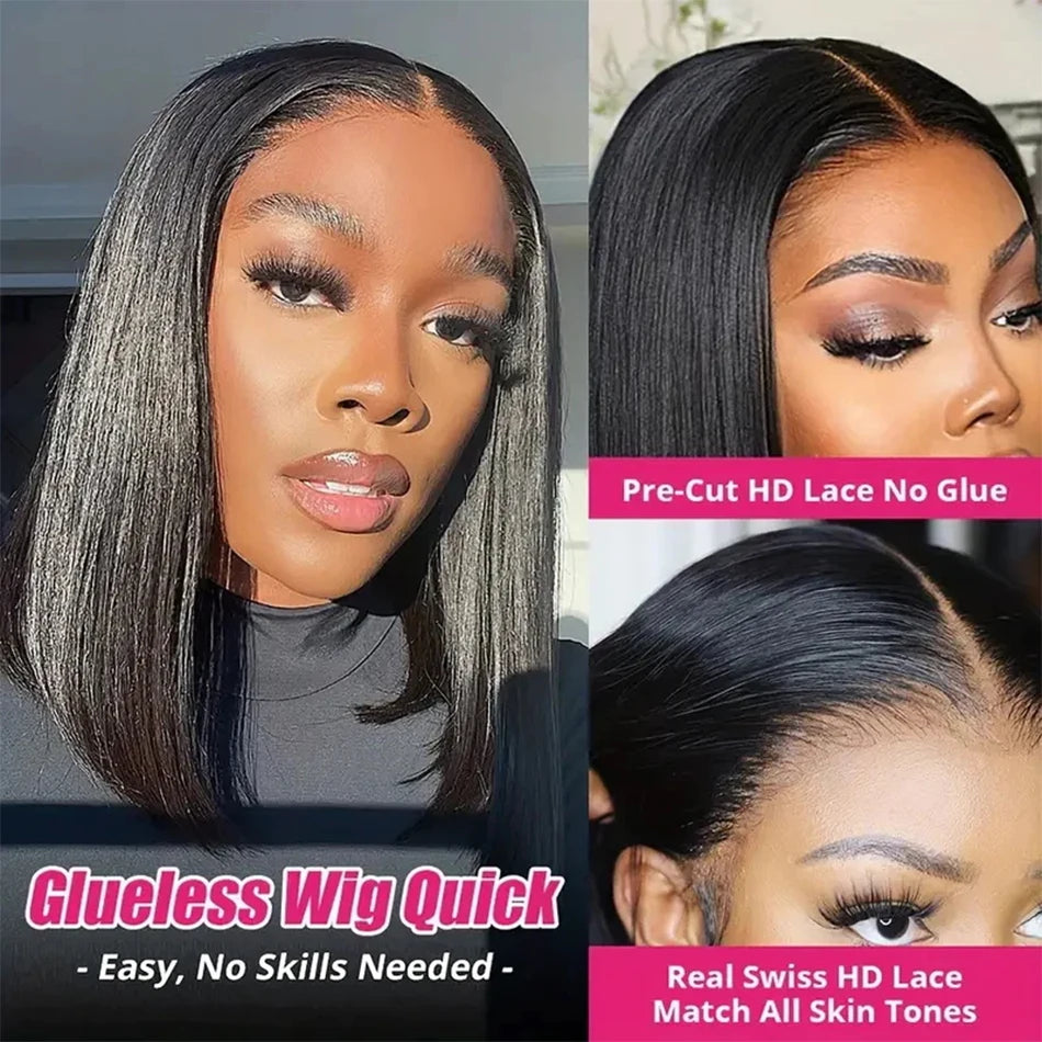 Wear And Go Straight Bob. Glueless Wig.