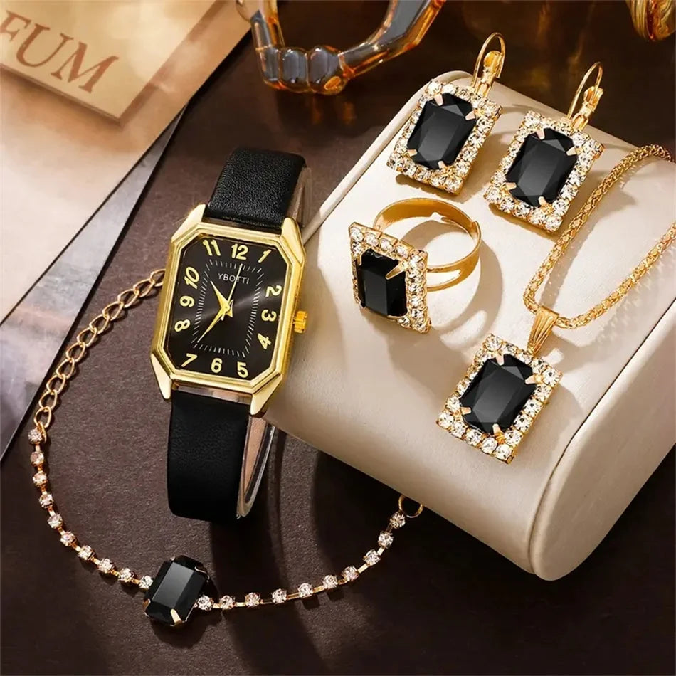 Luxury Women Wristwatch Blue Leather Band