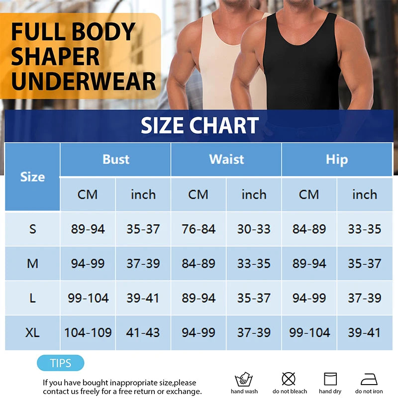 Men Full Body Shape wear Waist Trainer Underwear.