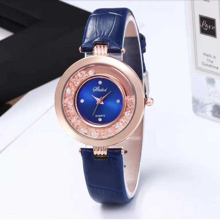 Luxury Women Quartz Watch with Silica Gel Strap.