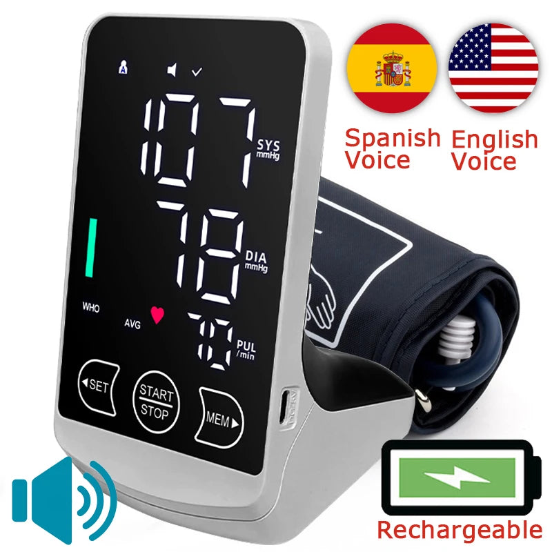 Arm Blood Pressure Monitor - English/Spanish Voice