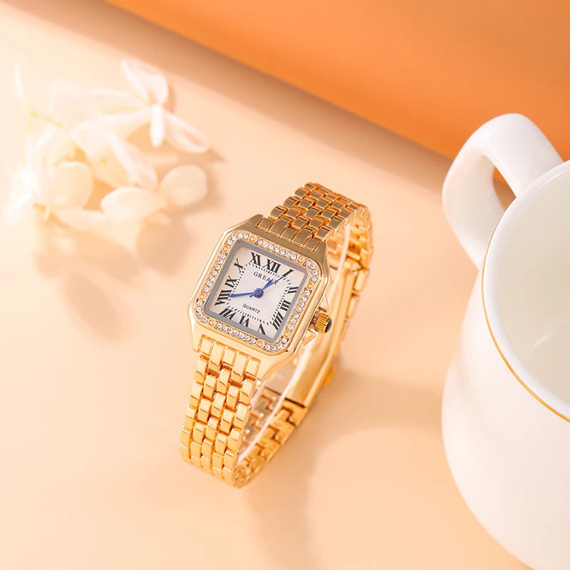 Luxury Women's Quartz Watch Gold and Silver Chains.