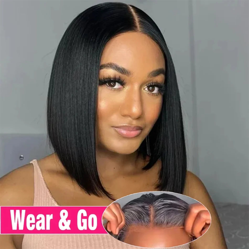 Wear And Go Straight Bob. Glueless Wig.