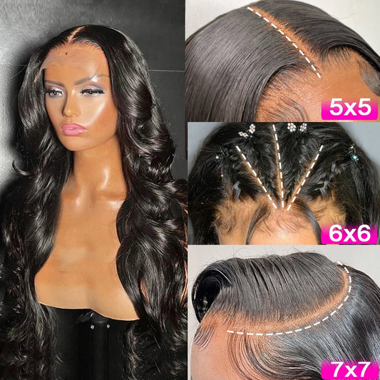 Glueless 250% Body Wave Pre Plucked Human Hair.