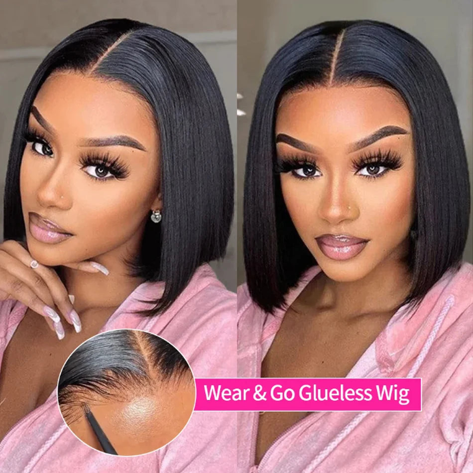 12A Ready To Go Bone Straight Bob Wig Lace Frontal 100% Human Hair.