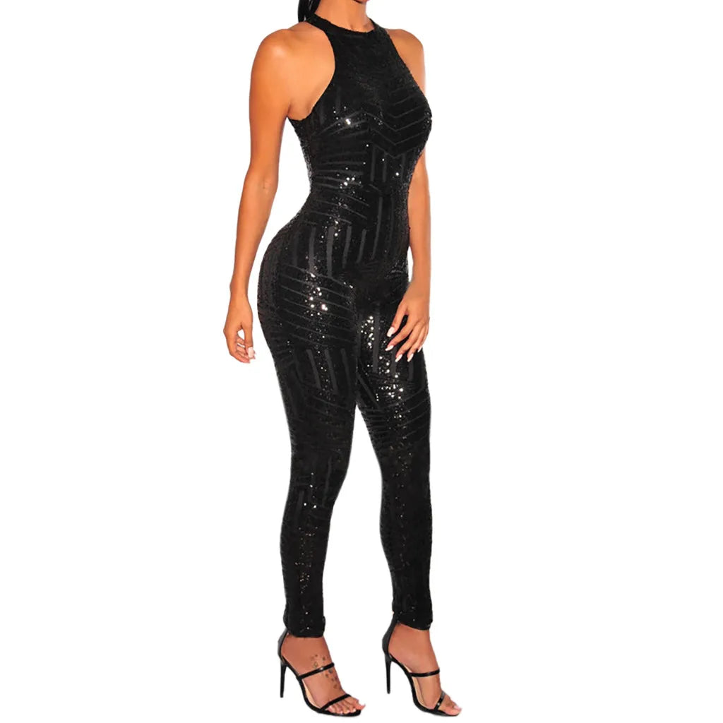 Sequin Off Shoulder O-neck Jumpsuit. - Maison Novaire #