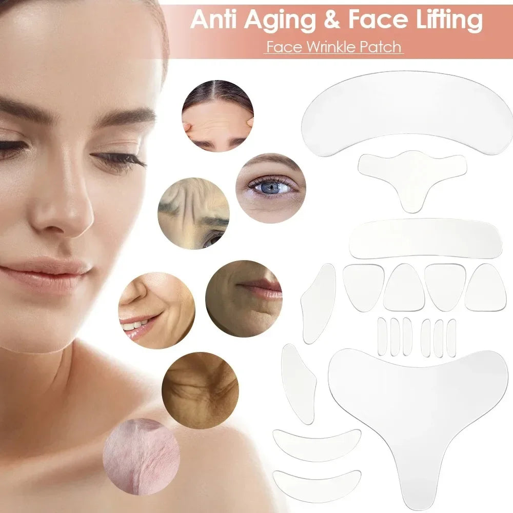 Reusable Silicone Wrinkle Removal Sticker. Forehead Neck Eye Wrinkle Removal Stickers. Anti Aging and Face Lifting Patches.