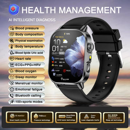 2026 Women’s Health Smartwatch – ECG & HRV, BP, SpO₂, Uric Acid & Bluetooth Call