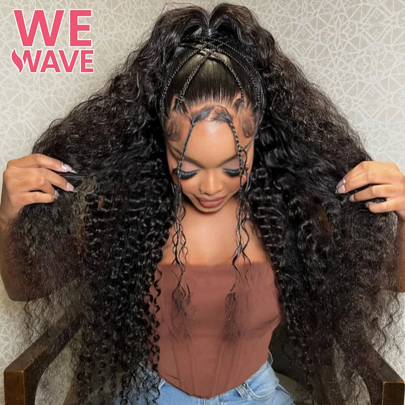 Black 13x6 Hd 30 Inch Deep Curly Water Wave Human Hair