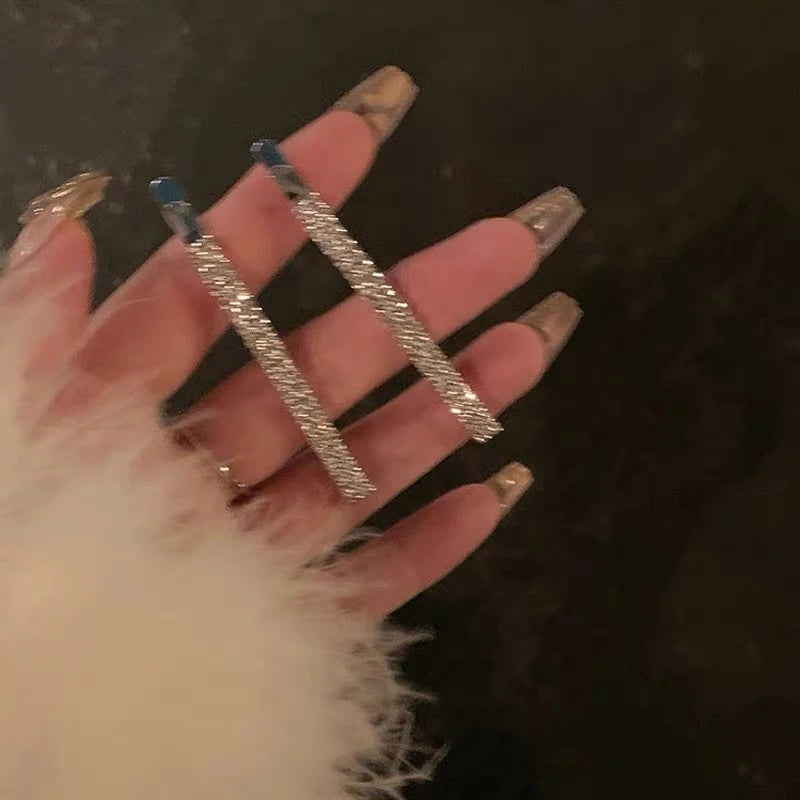 Shiny Rhinestone Barrettes – Luxury Silver Hair Clips - BLAKESTORE-NG