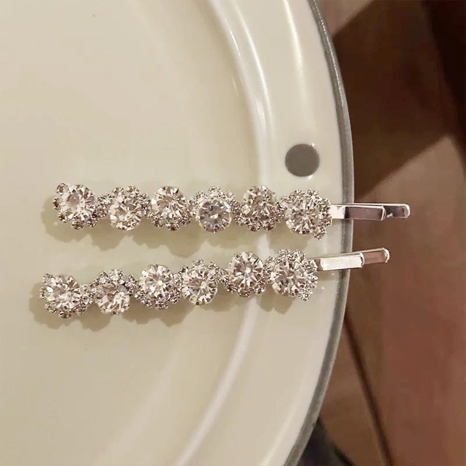 Shiny Rhinestone Barrettes – Luxury Silver Hair Clips - BLAKESTORE-NG