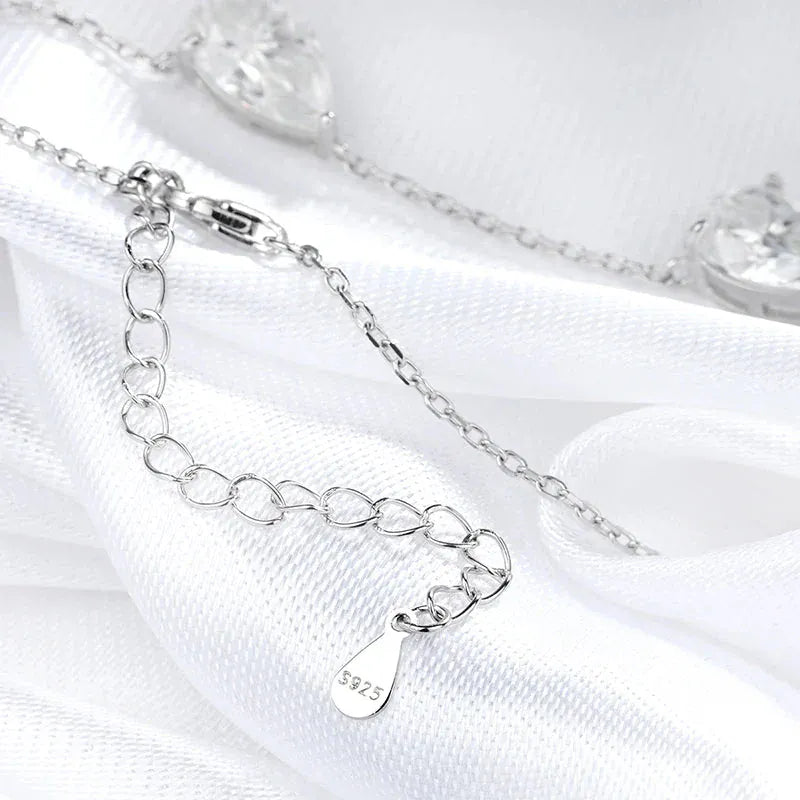 Smyoue Gradient Moissanite Necklace | 3 Pear Cut Gems 925 Silver Pendant - BLAKESTORE-NG