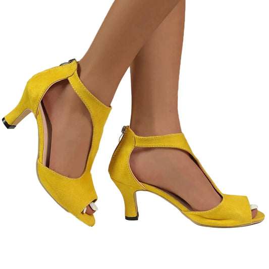Suede High Heels Fish Mouth Peep Toe Sandals. - Maison Novaire