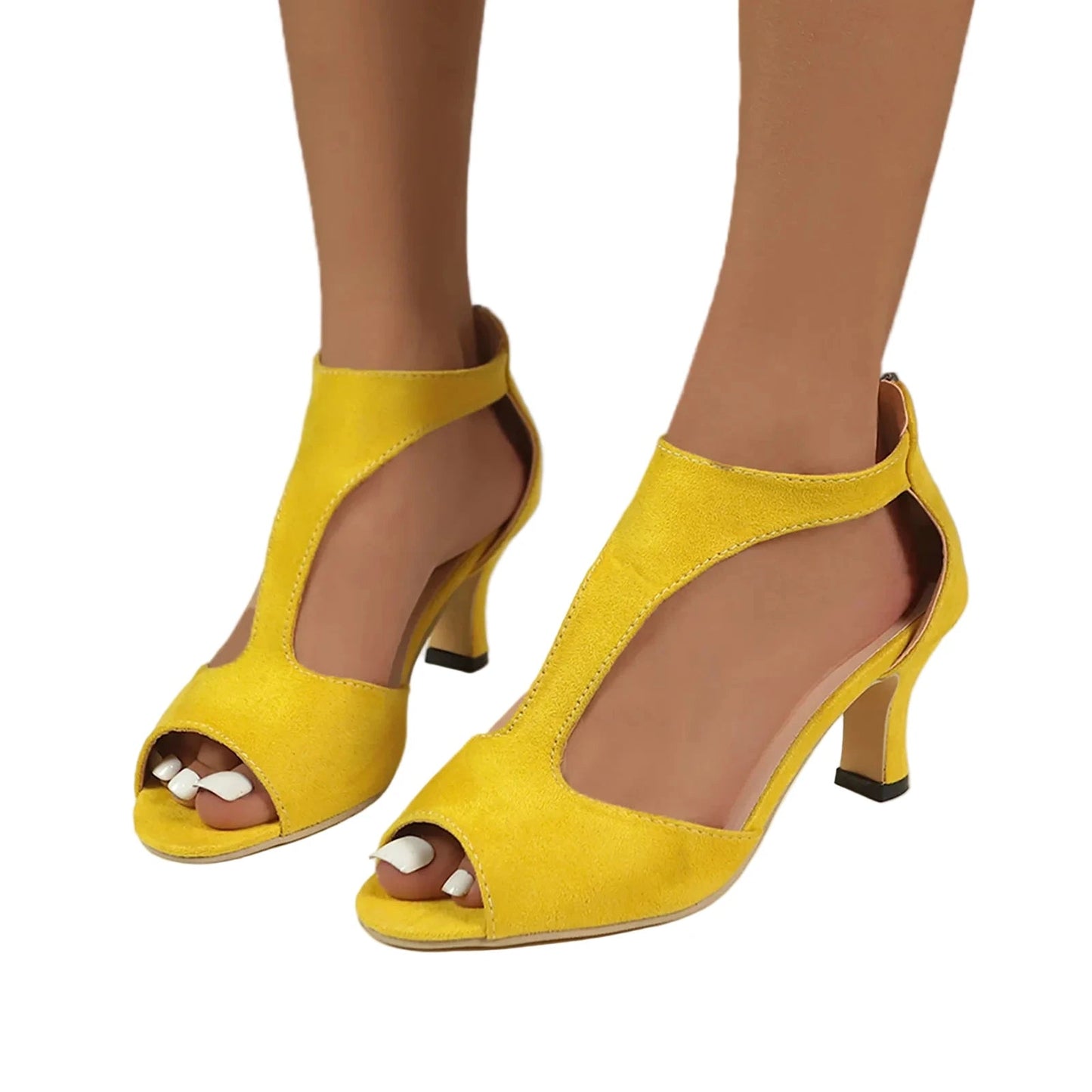 Suede High Heels Fish Mouth Peep Toe Sandals. - Maison Novaire #