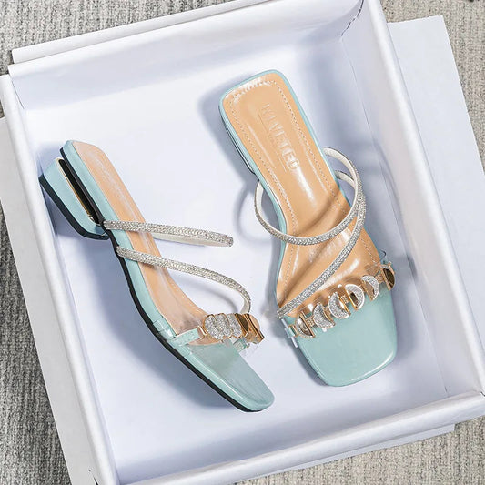 Summer Rivet Low Heel Women's Sandals. - Maison Novaire