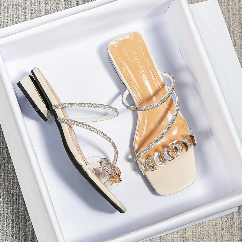 Summer Rivet Low Heel Women's Sandals. - Maison Novaire #