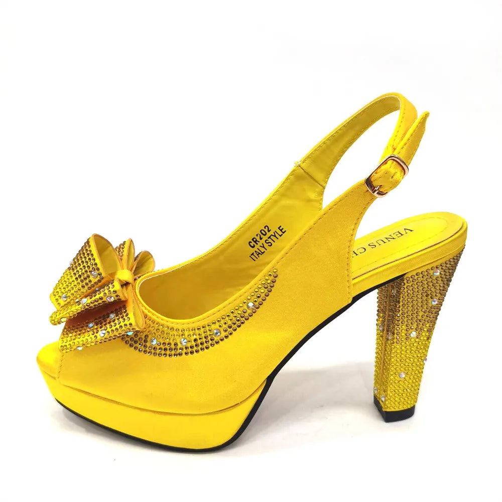 Thin Heels Ladies Shoes and Bag Matching Bag Set For Women Wedding Party. - Maison Novaire #