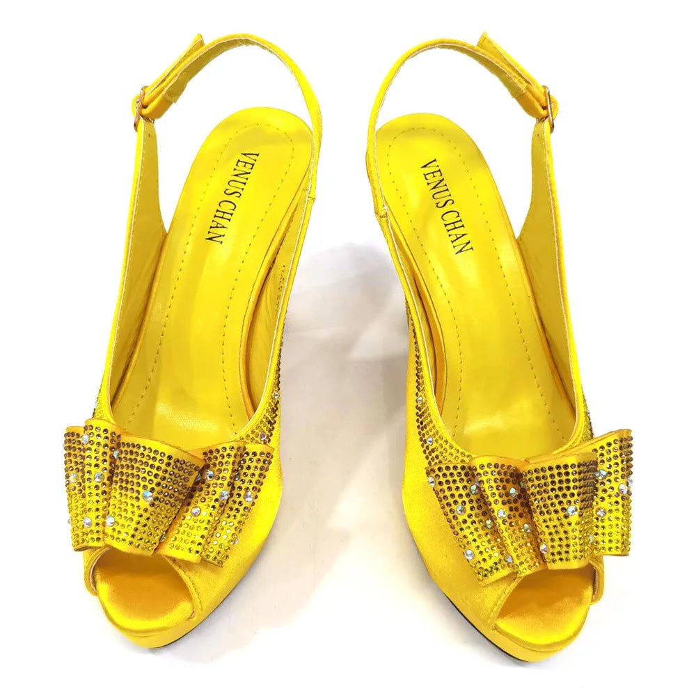 Thin Heels Ladies Shoes and Bag Matching Bag Set For Women Wedding Party. - Maison Novaire #